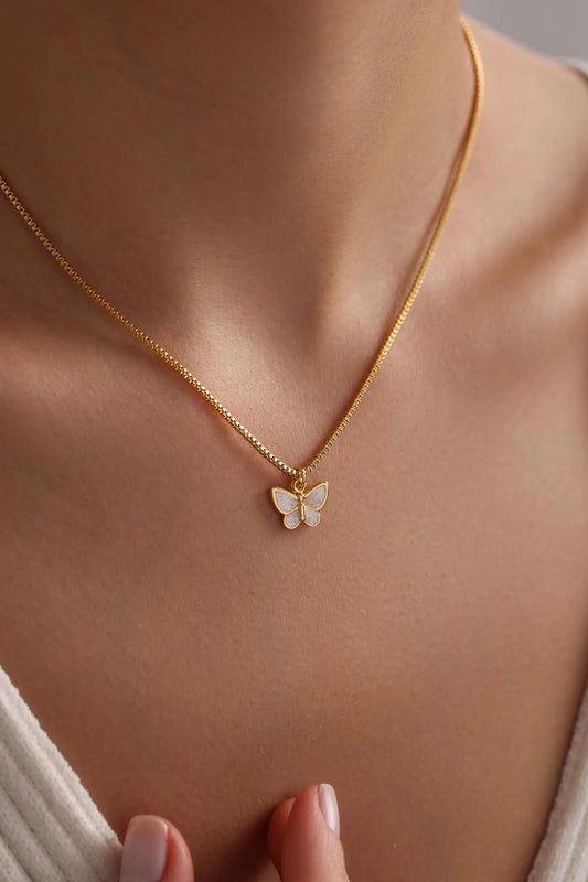 Beautiful white butterfly pendant chain