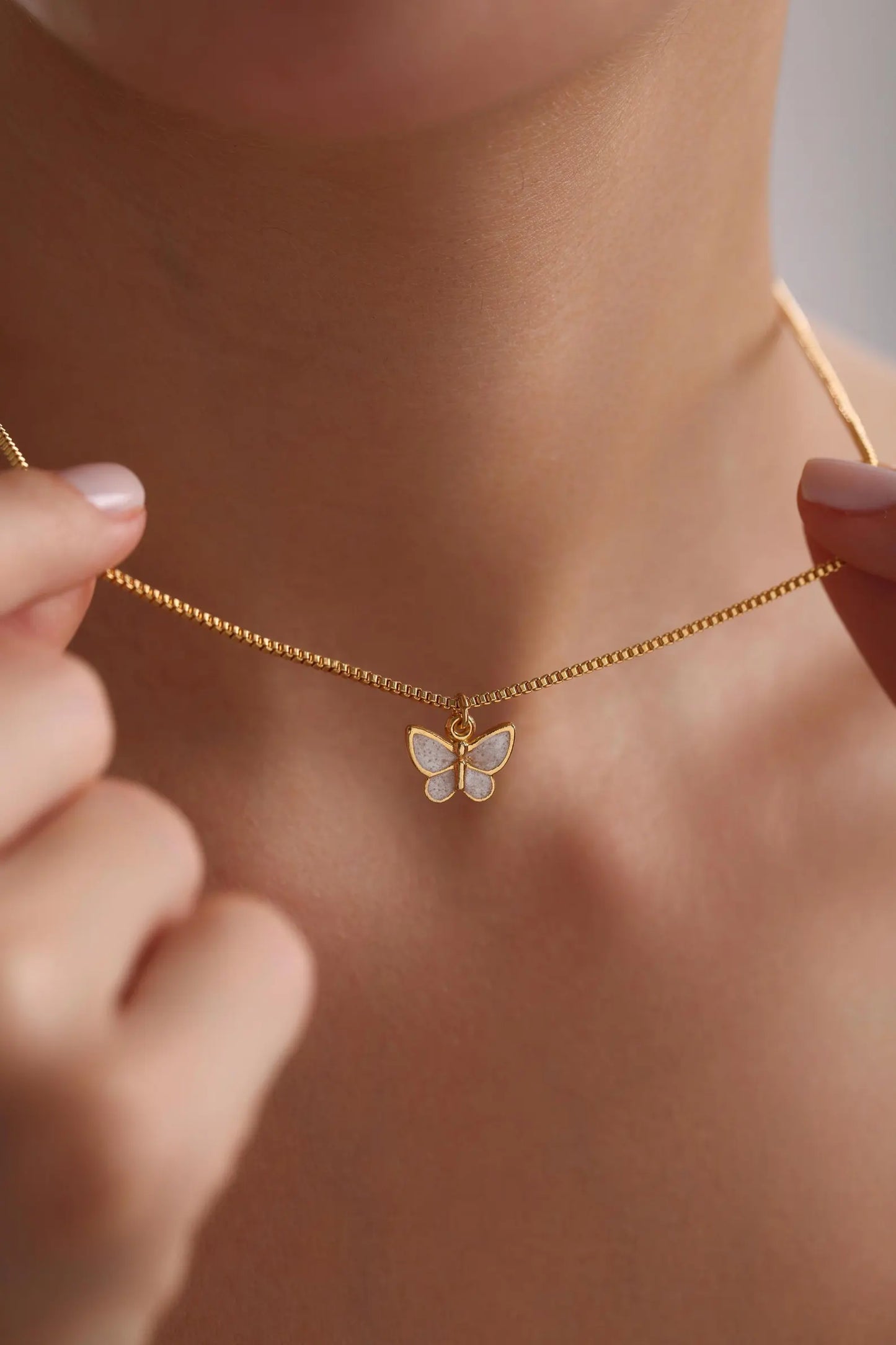 Beautiful white butterfly pendant chain