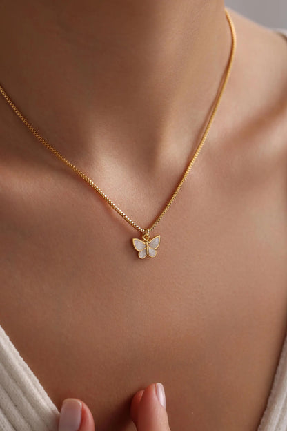 Beautiful white butterfly pendant chain